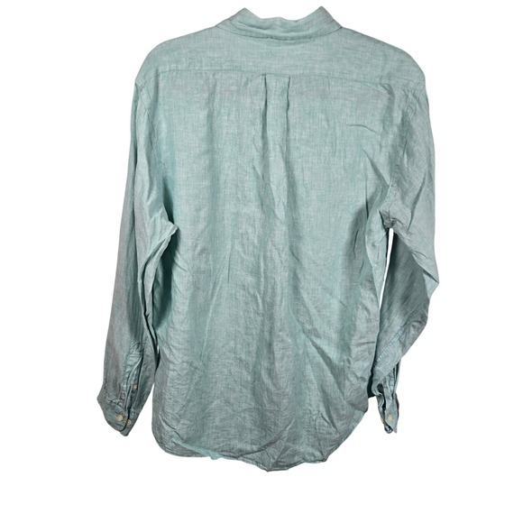 Brooks Brothers Shirt Mens Large Light GreenLinen Button Down Regular Fit Preppy - Picture 2 of 5
